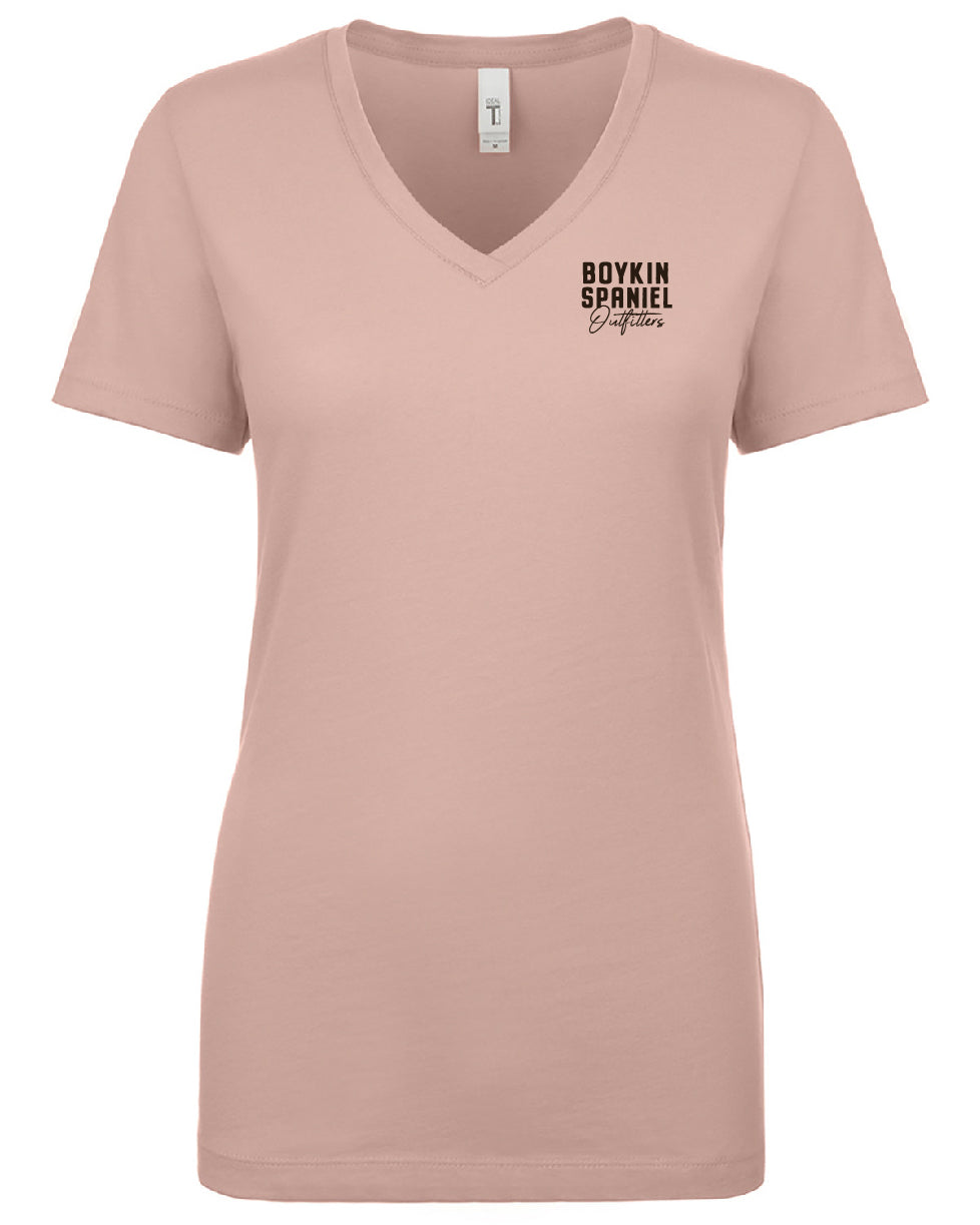 South Carolina's Original Brown Dog - Boykin Spaniel Short Sleeve Lightweight Women's V-Neck