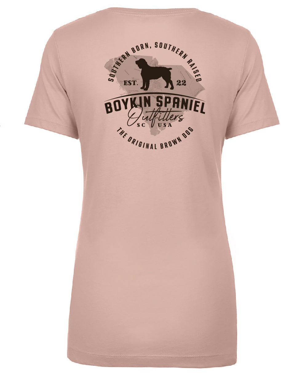 South Carolina's Original Brown Dog - Boykin Spaniel Short Sleeve Lightweight Women's V-Neck