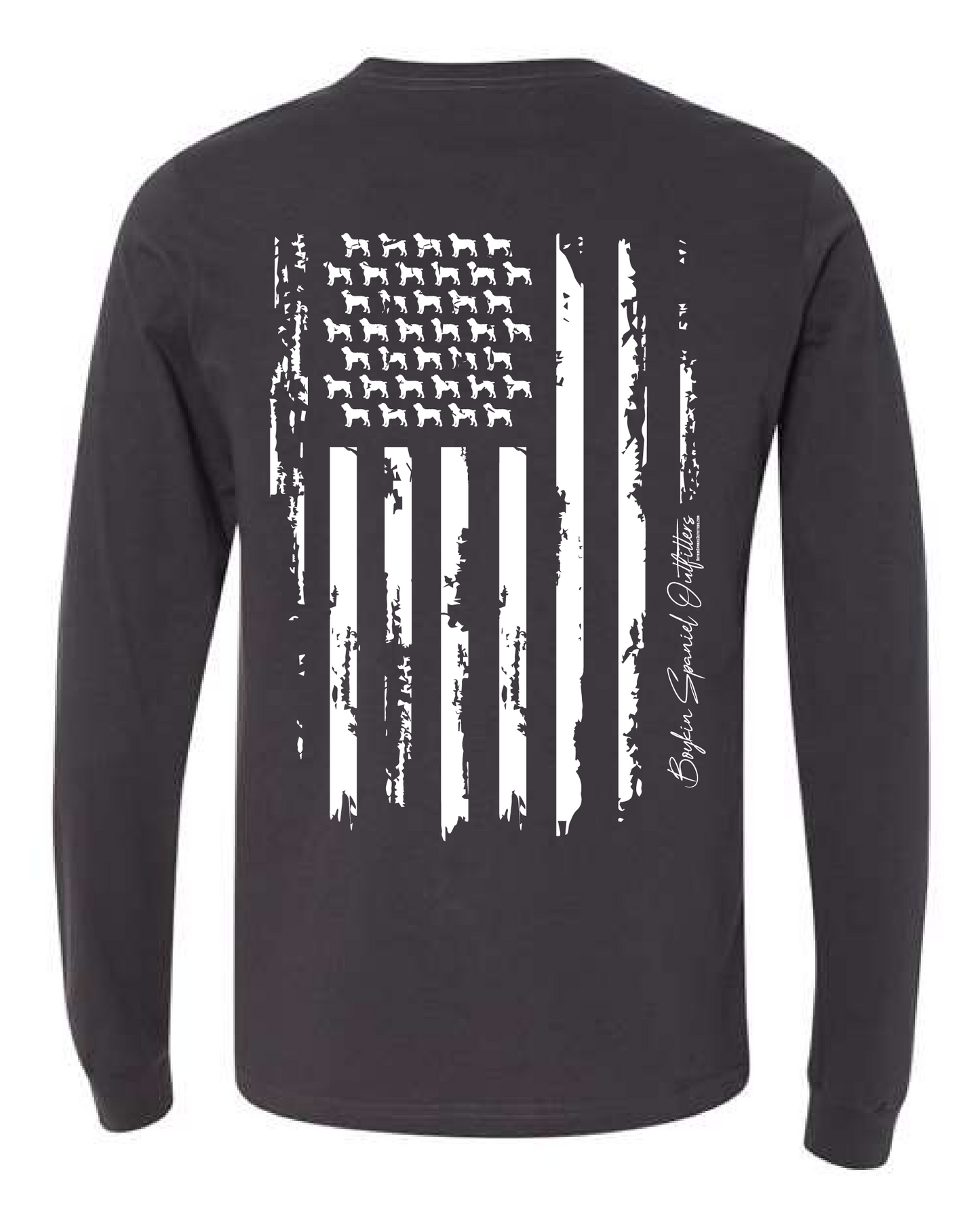 Long Sleeve T-Shirt Subdued American Flag with Boykin Spaniel