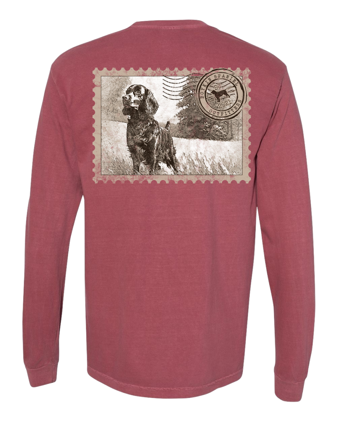 Boykin Spaniel 100% Cotton Long Sleeve Pocket Tee - Iconic Boykin Stamp Design