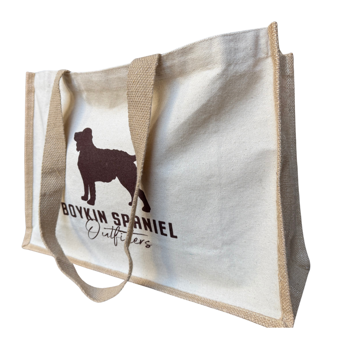 Boykin Spaniel canvas and jute market tote bag