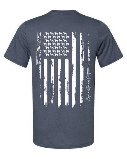 Short Sleeve T-Shirt Subdued American Flag with Boykin Spaniel