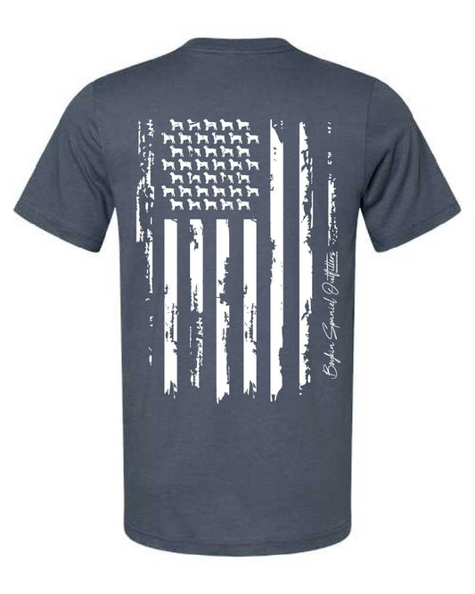 Short Sleeve T-Shirt Subdued American Flag with Boykin Spaniel