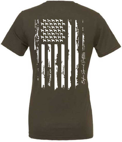 Short Sleeve T-Shirt Subdued American Flag with Boykin Spaniel