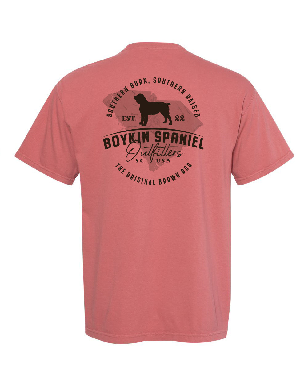 South Carolina's Original Brown Dog - Boykin Spaniel Short Sleeve 100% Cotton Heavyweight Pocket Tee