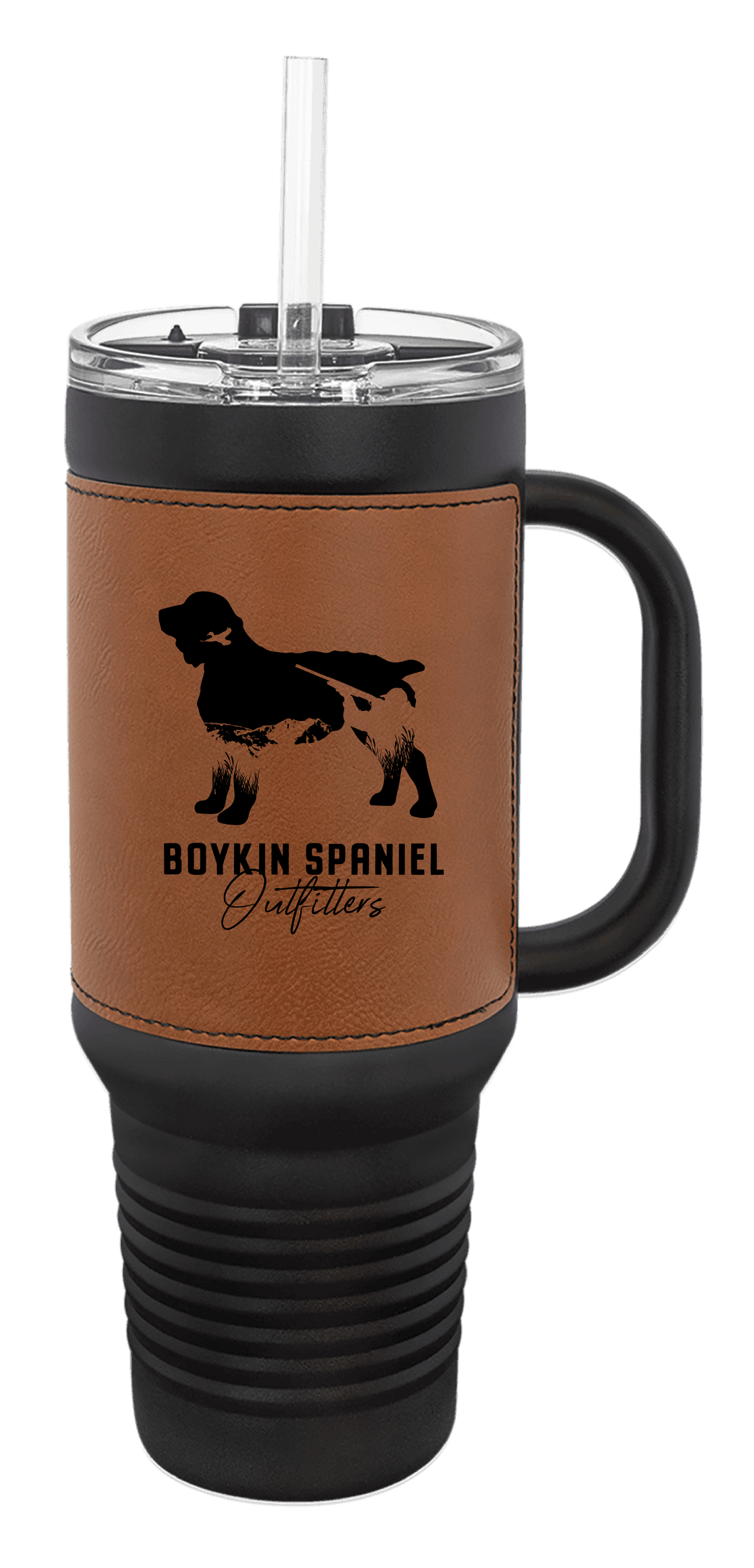 Hunting Silhouette Boykin Spaniel 40 oz Leather Tumbler