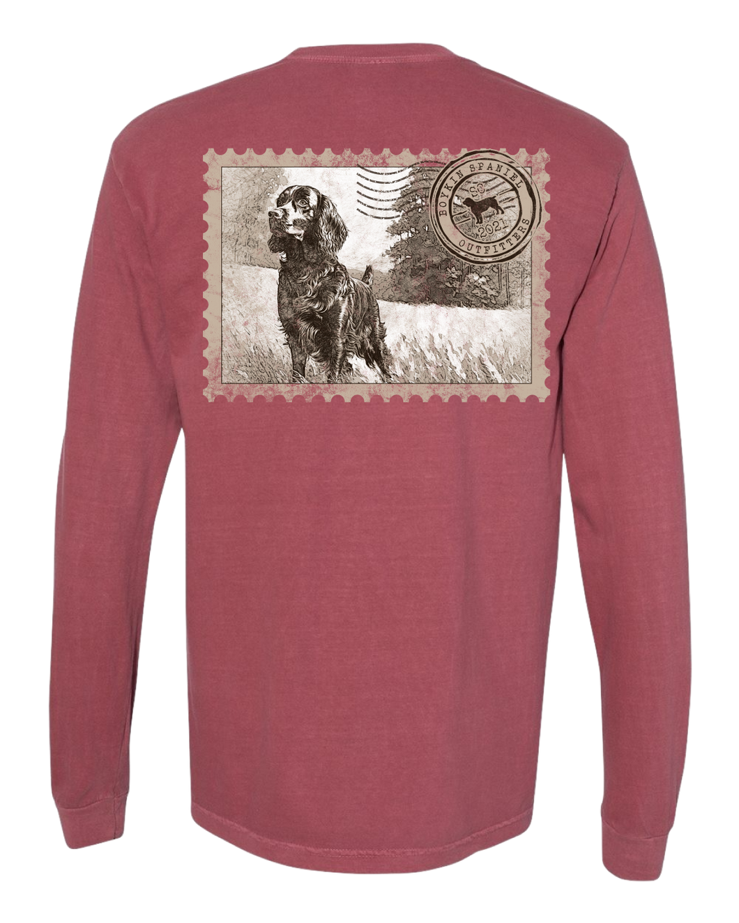 Boykin Spaniel 100% Cotton Long Sleeve Pocket Tee - Iconic Boykin Stamp Design