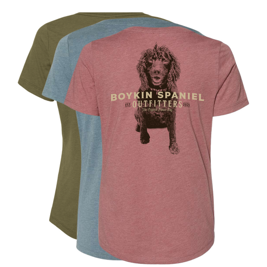 Women's Short Sleeve V-Neck Boykin Spaniel T-Shirt (3 colors)