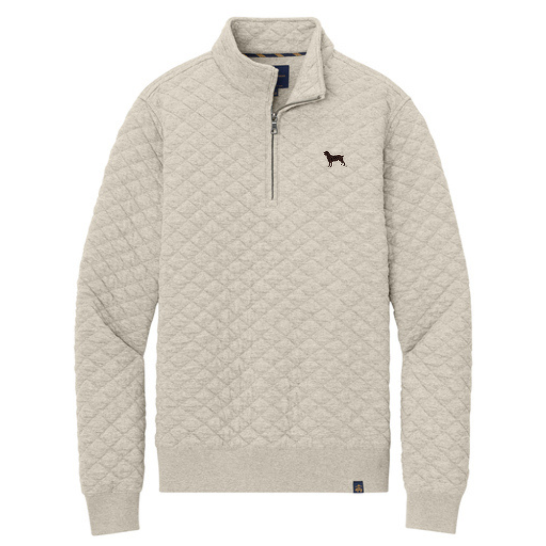 Brooks Brothers® Diamond Quilt 1/4-Zip – Oatmeal Heather with Boykin Spaniel Embroidery
