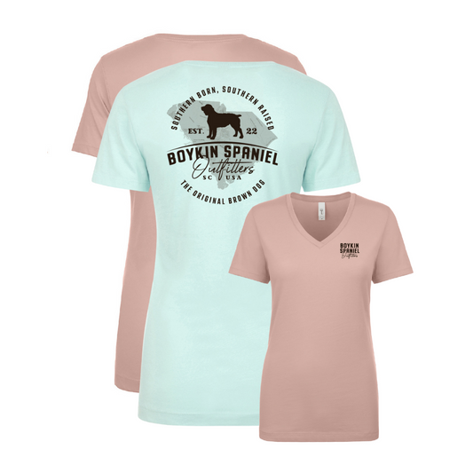 South Carolina's Original Brown Dog - Boykin Spaniel Short Sleeve Lightweight Women's V-Neck