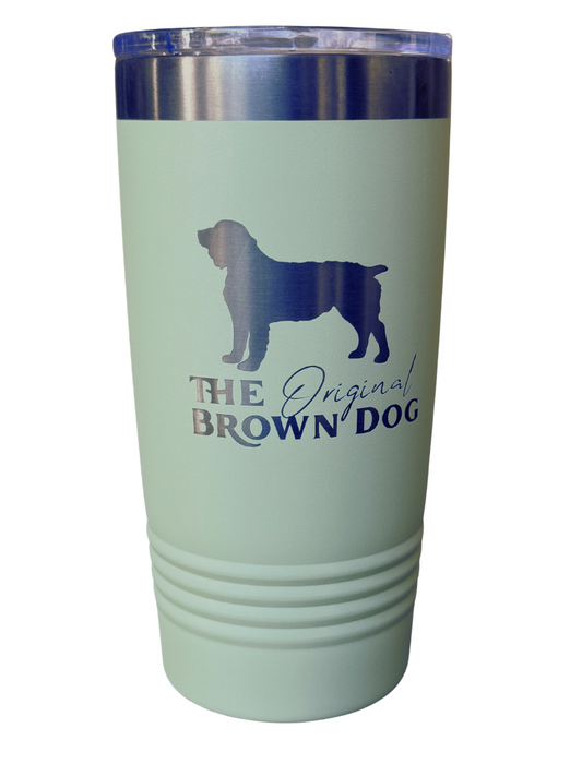20 oz Tumbler – Sage with Ghost Black “Original Brown Dog” Design