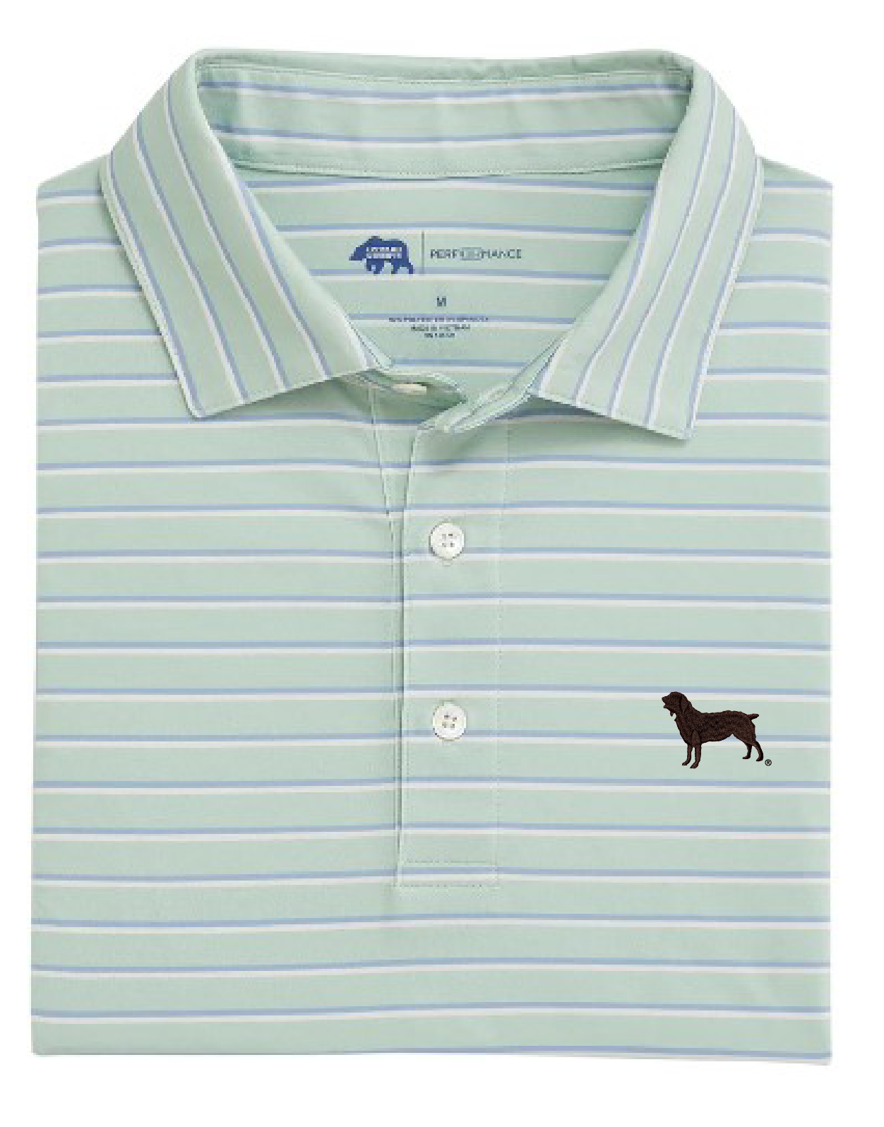 Onward Reserve Fairway Stripe Performance Polo with Embroidered Boykin Spaniel Society Silhouette