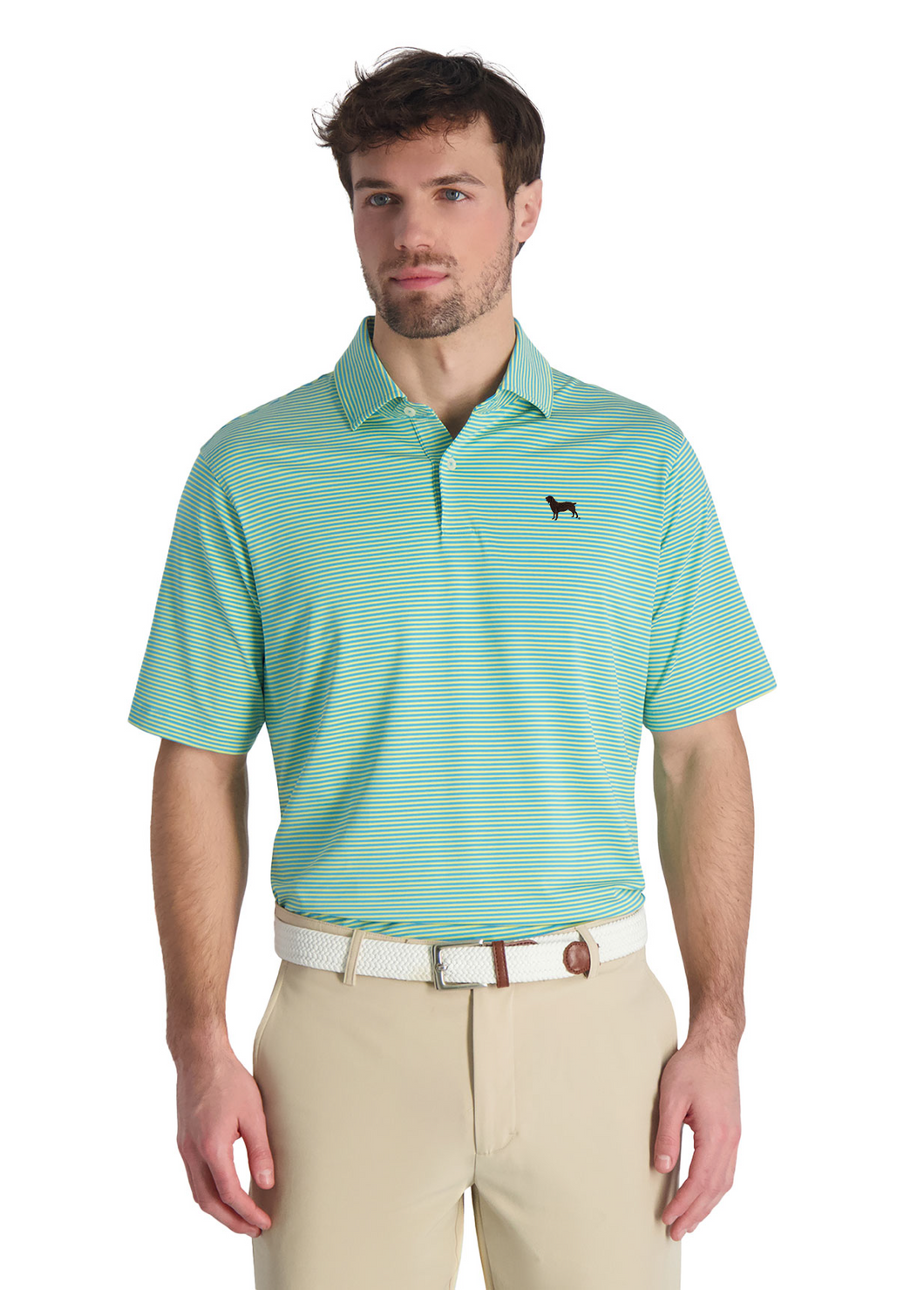 Fairway & Green Men's Owen Stripe Polo with Boykin Spaniel Embroidery