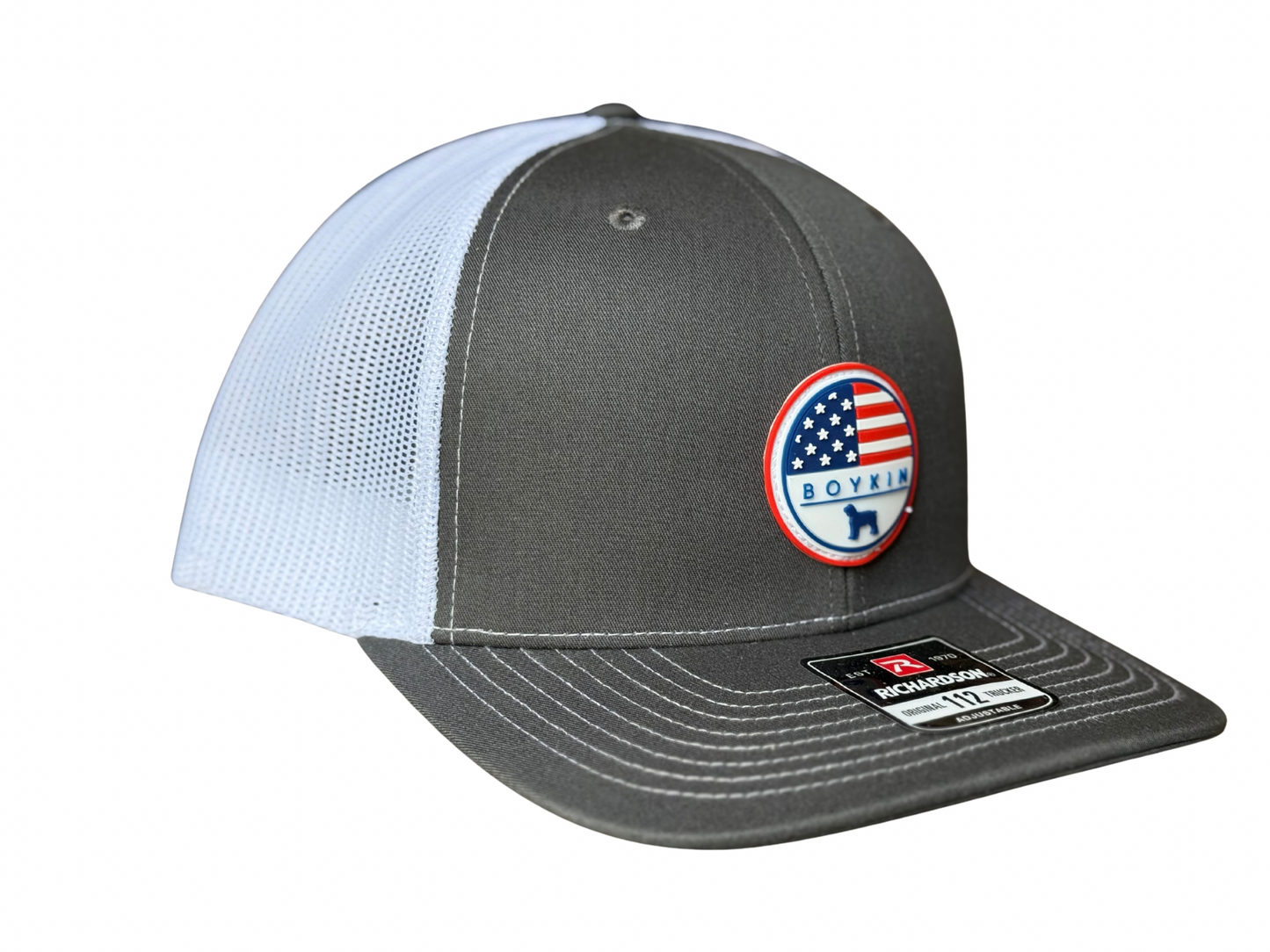 112 Classic Trucker Cap - Boykin Flag Silicone Patch - Charcoal/White