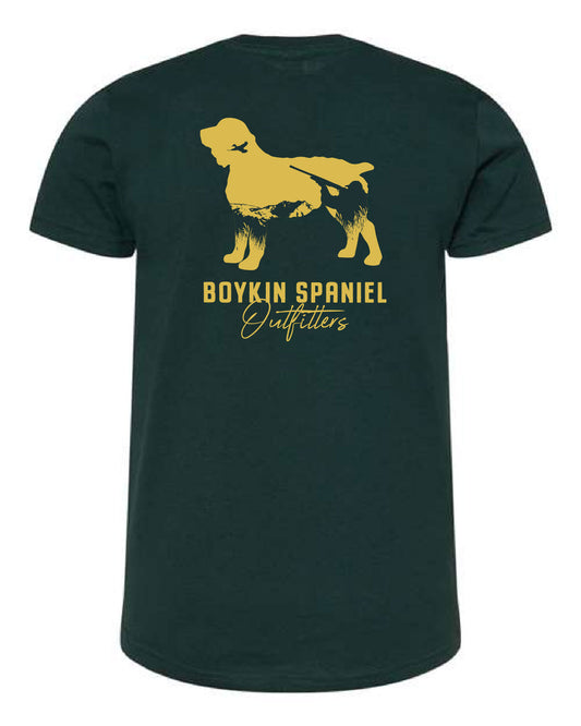 Youth Short Sleeve T-Shirt Boykin Spaniel Hunting Silhouette