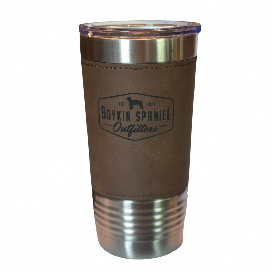20 oz Tumbler with Leather Accent - Boykin Spaniel Outfitters