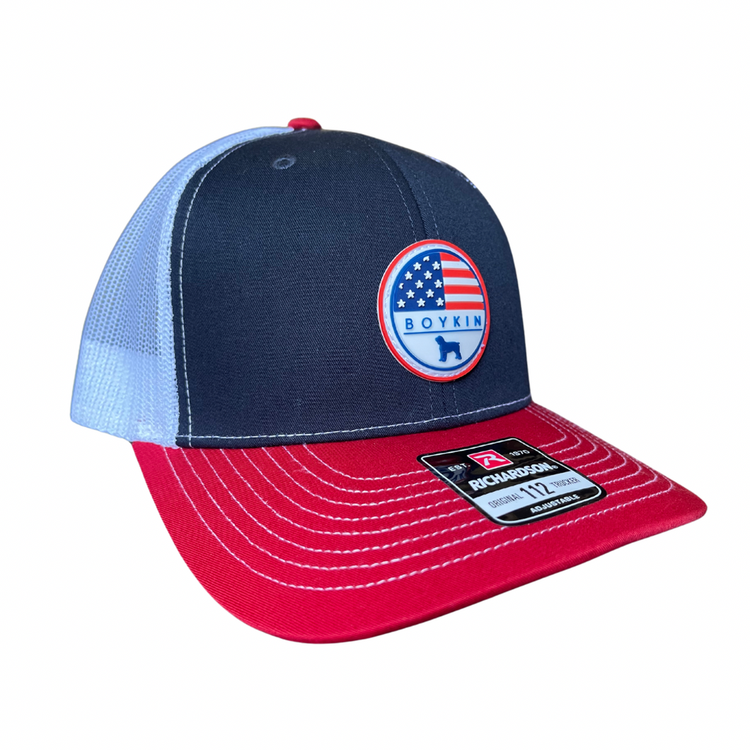 112 Classic Trucker Cap - Boykin Flag Silicone Patch - Navy/White/Red