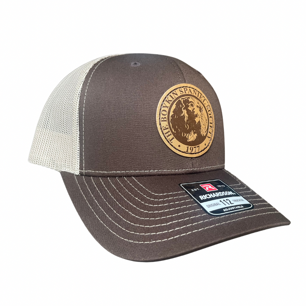 Richardson 112 Classic Trucker Cap - Boykin Spaniel Society Leather Patch - Brown/Khaki