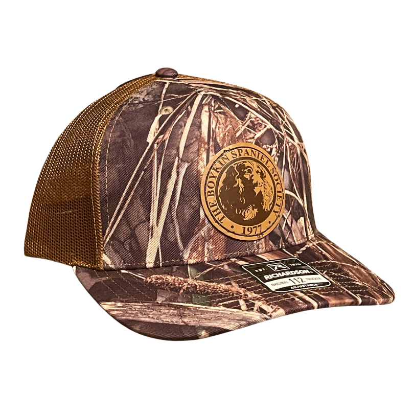 Richardson 112 Classic Trucker Cap Max 7/Buck - Boykin Spaniel Society Official Seal Leather Patch