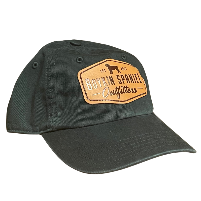Richardson 320 Washed Chino Hat - Leather Boykin Spaniel Outfitters Patch - Dark Green Size Small