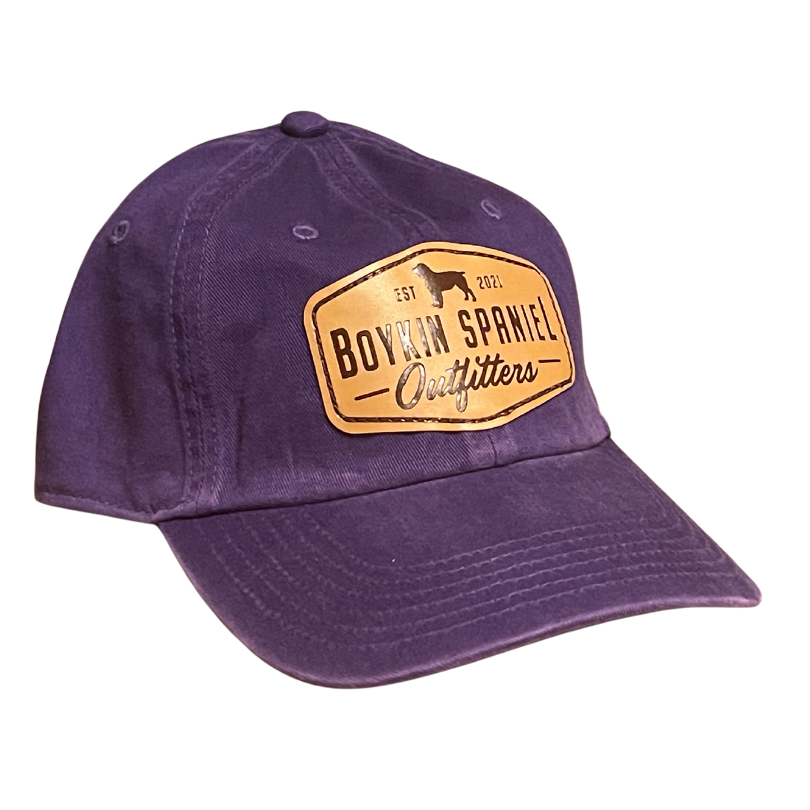 Richardson 320 Washed Chino Hat - Leather Boykin Spaniel Outfitters Patch - Purple Size Small