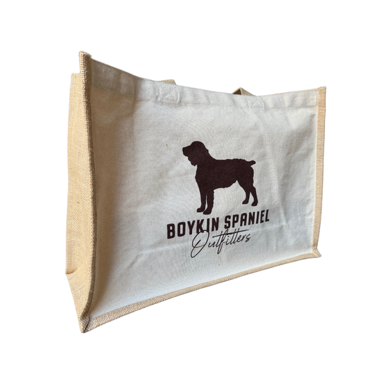 Boykin Spaniel canvas and jute market tote bag