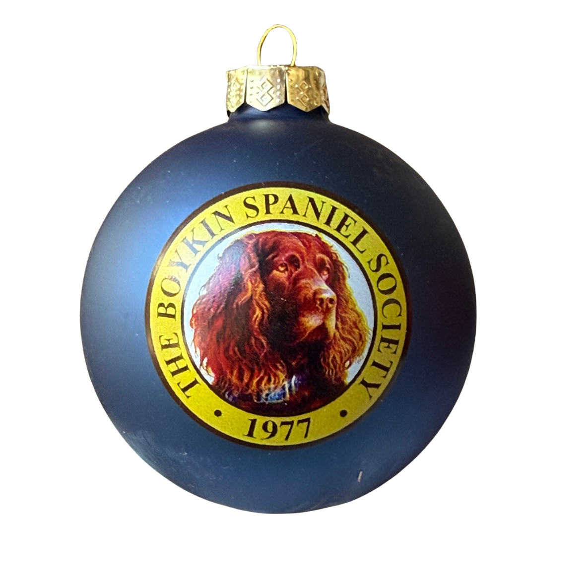 Boykin Spaniel Society matte navy holiday ornament