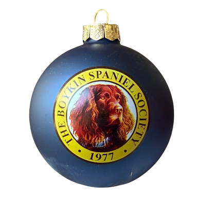 Boykin Spaniel Society matte navy holiday ornament