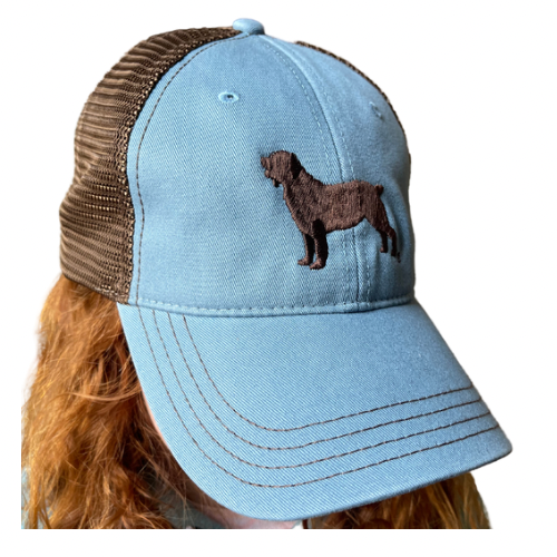 Richardson 111 Garment Washed Trucker Blue/Chocolate with Embroidered BSS Silhouette