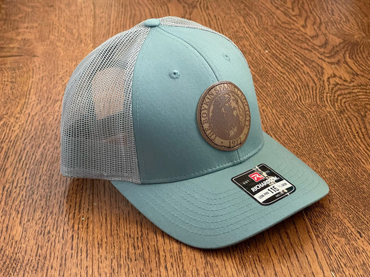 Richardson 115 Low Pro Trucker Hat - Boykin Spaniel Society Official Seal - Smoke Blue/Aluminum