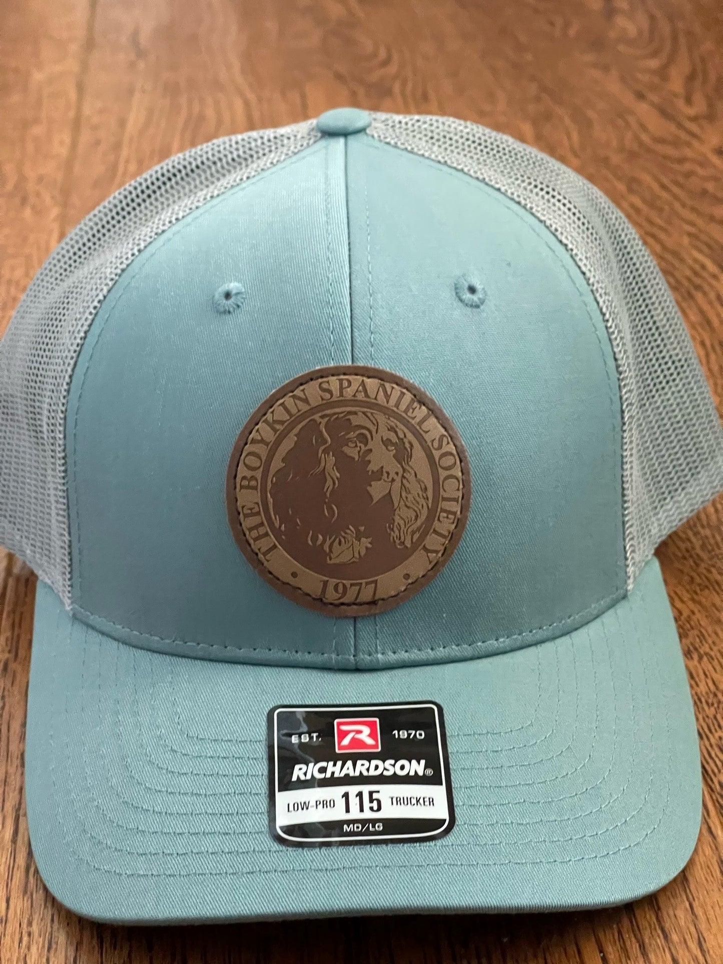 Richardson 115 Low Pro Trucker Hat - Boykin Spaniel Society Official Seal - Smoke Blue/Aluminum