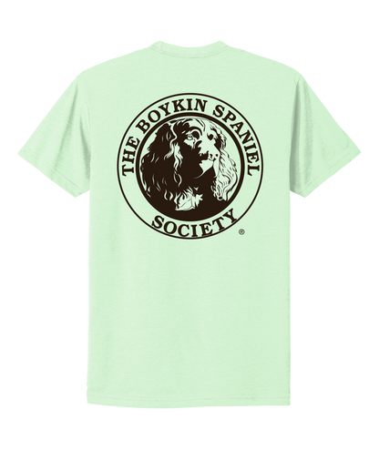 Mint Green Boykin Spaniel Society official logo t-shirt