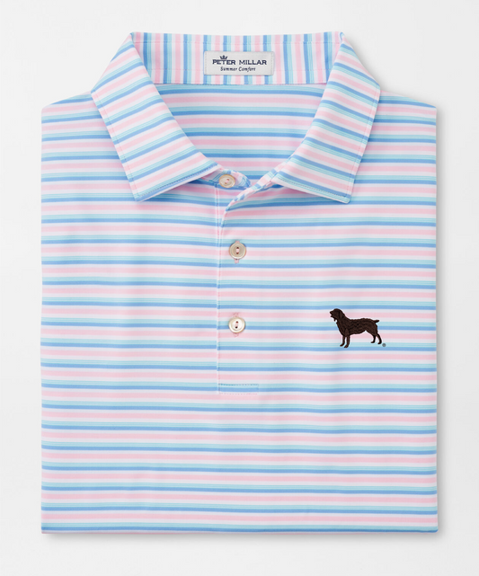 Peter Millar Pike Performance Jersey Polo - Palmer Pink with Embroidered Boykin Spaniel