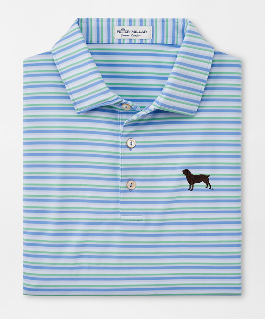 Peter Millar Pike Performance Jersey Polo - Estate Blue with Embroidered Boykin Spaniel