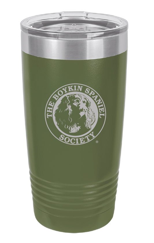 20 oz Tumbler - Boykin Spaniel Society Official Seal Engraved (Olive Green)