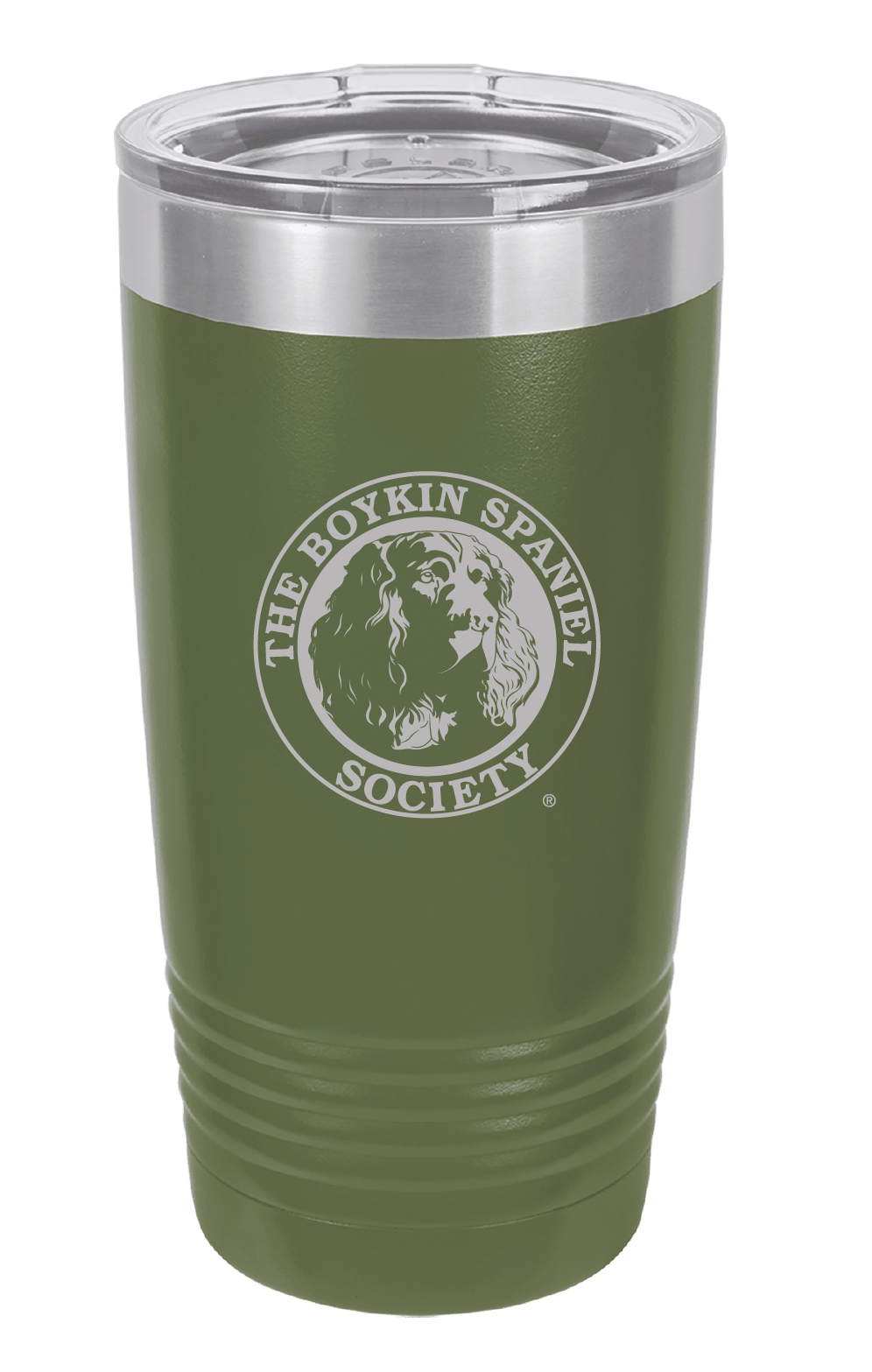 20 oz Tumbler - Boykin Spaniel Society Official Seal Engraved (Olive Green)