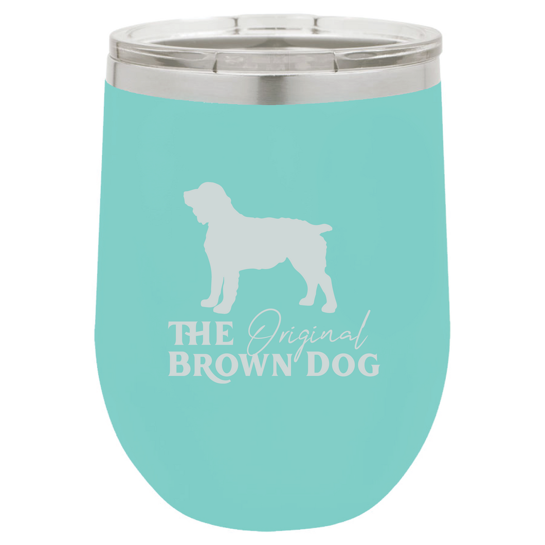 12 oz Stemless Wine Tumbler - Boykin Spaniel Outfitters Original Brown Dog Engraved (2 colors)