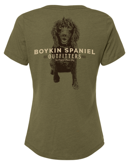 Women's Short Sleeve V-Neck Boykin Spaniel T-Shirt (3 colors)