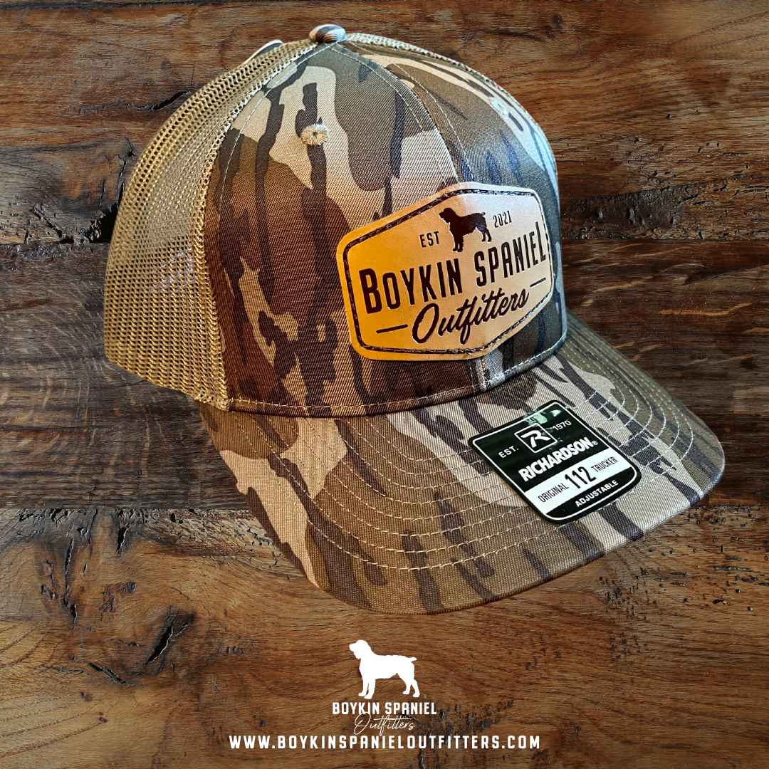 Mossy Oak Bottomland/Loden Richardson 112 Trucker with Boykin Spaniel Outfitters Leather Patch