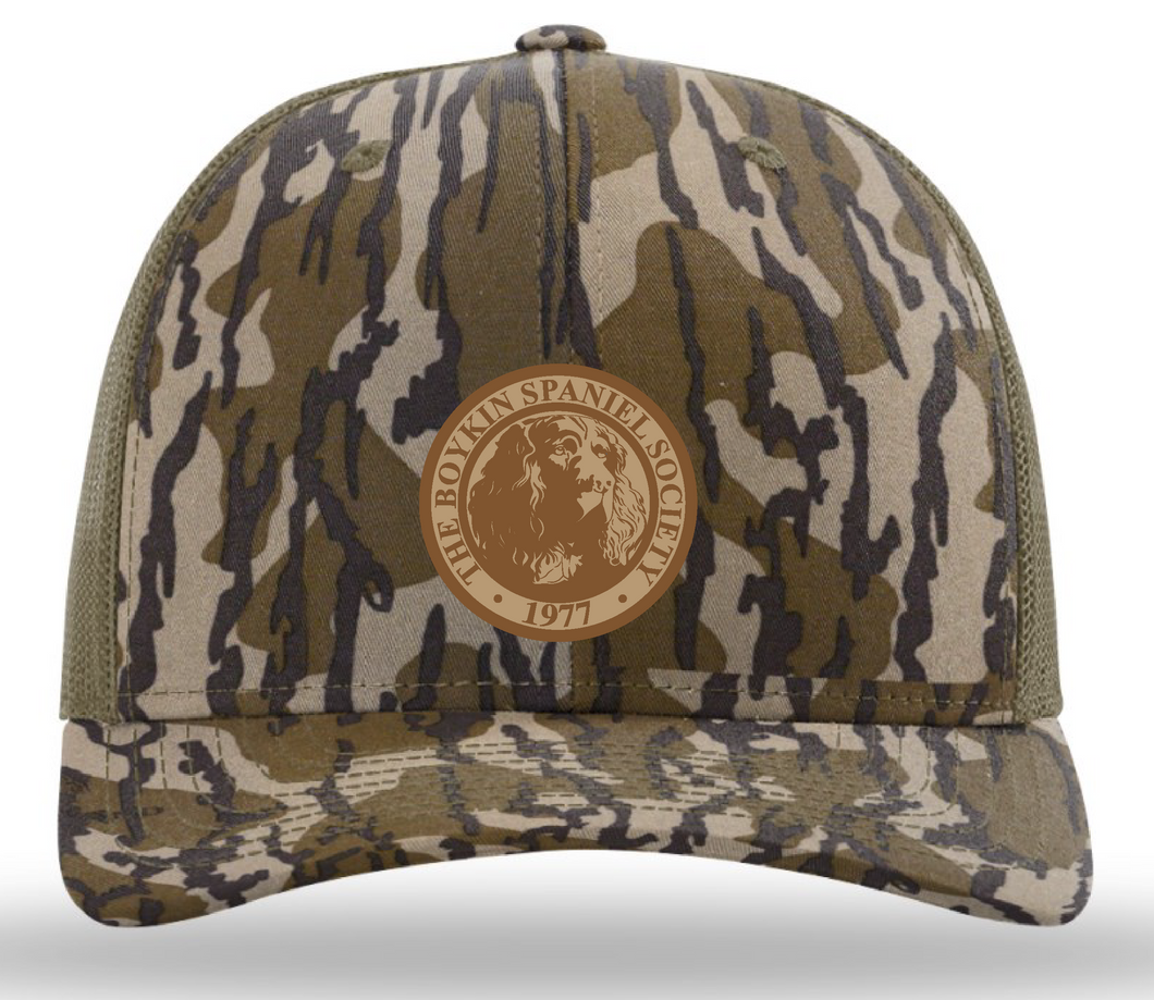 Mossy Oak Bottomland/Loden Richardson 112 Trucker with Official Boykin Spaniel Society Seal Leather Patch