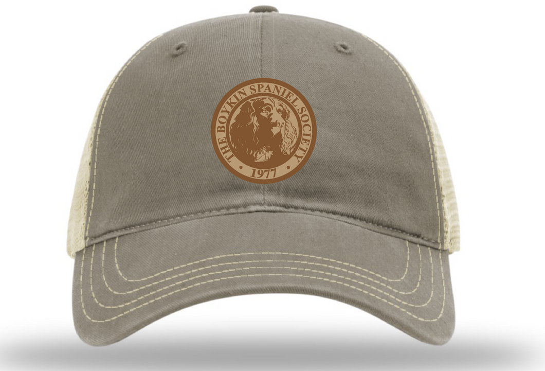 Richardson 111 Garment Washed Trucker with BSS Official Seal on Leather Patch - Driftwood/Khaki