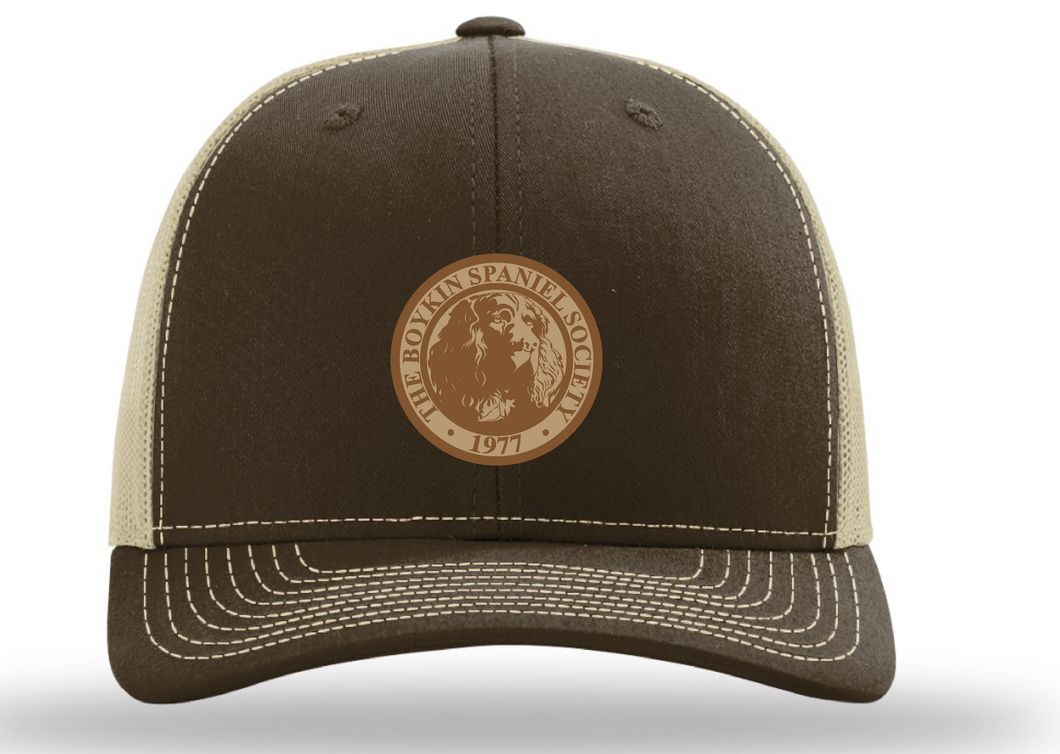 Richardson 112 Classic Trucker Cap - Boykin Spaniel Society Official Seal - Coffee/Khaki