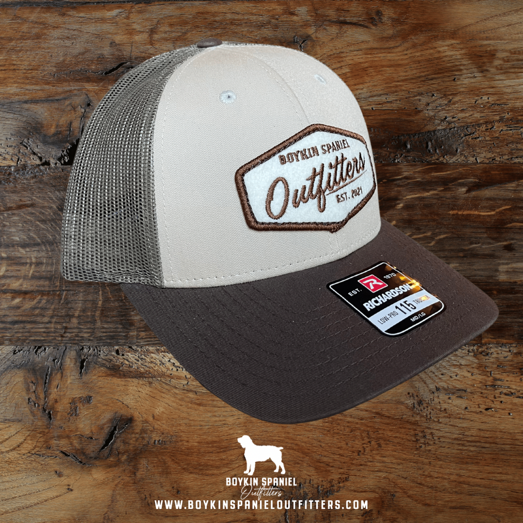 Richardson 115 Low Pro Trucker Hat Tan/Loden/Brown with Felt BSO Patch