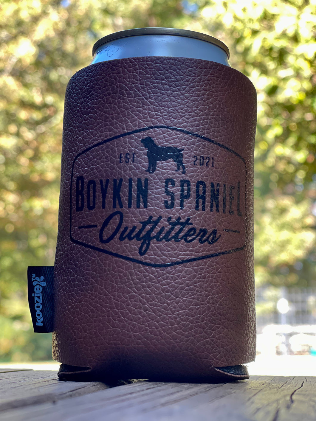 Boykin Spaniel Outfitters leather koozie