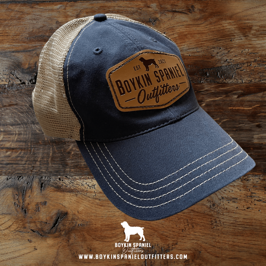 Richardson 111 Garment Washed Trucker Navy/Khaki with BSO Leather Patch