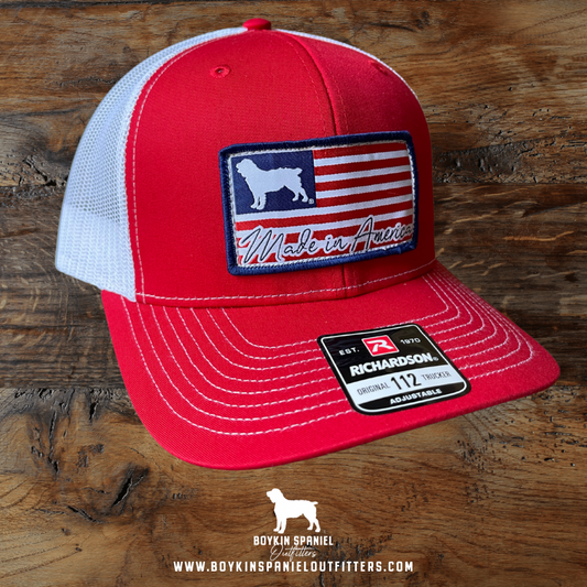 Richardson 112 Classic Trucker Cap - American Boykin Flag Patch - Red/White