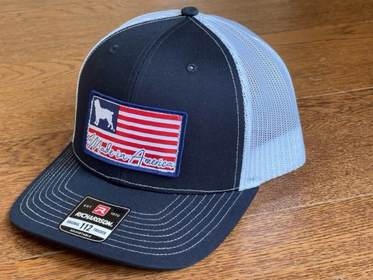 Richardson 112 Classic Trucker Cap - American Boykin Flag Patch - Navy/White